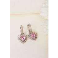 Elika Silver 925 Ayar Gümüş Baget Taşlı Kalp Küpe