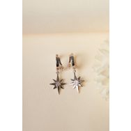 Elika Silver 925 Ayar Gümüş Çift Taşlı Kutup Model Küpe