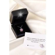 Elika Silver 925 Ayar Gümüş Işıklı Kutuda Bahar Çiçeği Pembe Kolye
