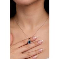 Elika Silver 925 Ayar Gümüş Mavi Dönence Kolye