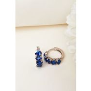 Elika Silver 925 Ayar Gümüş Mavi Sıra Taşlı Küpe