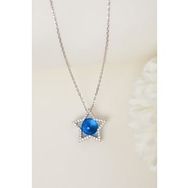 Elika Silver 925 Ayar Gümüş Mavi Taşlı Yıldız Kolye
