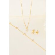 Elika Silver 925 Ayar Gümüş Minimal Kolye Bileklik ve Altın Küpe