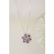Elika Silver 925 Ayar Gümüş Mor Mineli Lotus Kolye