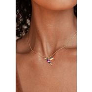 Elika Silver 925 Ayar Rose Kaplama Taşlı Kuş Model Kadın Gümüş Kolye