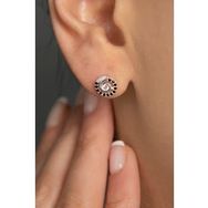Elika Silver 925 Ayar Siyah Taşlı Sarmal Model Kadın Gümüş Küpe