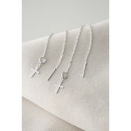 Elika Silver 925 Ayar Taşlı Haç Model Kadın Gümüş Küpe