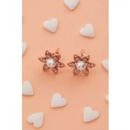 Elika Silver Inci Detaylı Çiçek Model 925 Ayar Gümüş Çocuk Rose Küpe