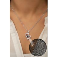 Elika Silver Kadın 100 Dilde Seni Seviyorum Yazılı Rodyum Kaplama 925 Ayar Gümüş Kolye