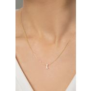 Elika Silver Kadın Altın Kaplama Üç Boyutlu İ Harf Model 925 Ayar Gümüş Kolye