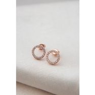 Elika Silver Kadın Halka Model 925 Ayar Gümüş Rose Küpe