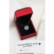 Elika Silver Kadın Işıklı Kutuda Aşk Model Mıknatıslı 925 Ayar Gümüş Kırmızı Kolye