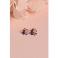 Elika Silver Kadın Nazarlı Kalp Model 925 Ayar Gümüş Rose Küpe
