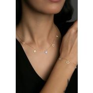 Elika Silver Kadın Şans Model 925 Ayar Gümüş Altın Kolye Bileklik Set