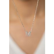 Elika Silver Kadın Üç Boyutlu M Harf Model 925 Ayar Gümüş Kolye