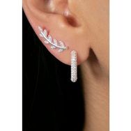 Elika Silver Kadın Yaprak ve Dikdörtgen Model İkili 925 Ayar Gümüş Küpe Set