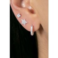 Elika Silver Kadın Yıldız Model 925 Ayar Gümüş Üçlü Küpe Set