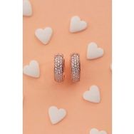 Elika Silver Taşlı Halka Model 925 Ayar Gümüş Rose Çocuk Küpesi
