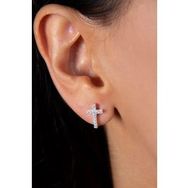 Elika Silver Taşlı Taç Model 925 Ayar Kadın Gümüş Küpe