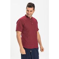 Eliş Şile Bezi Koyu Bordo 3068 Kısa Kol Şile Bezi Bodrum Erkek T-shirt