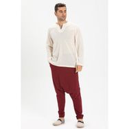 Eliş Şile Bezi Krem 3002 Büyük Beden Uzun Kol Şile Bezi Bisiklet Yaka Erkek Tshirt