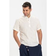 Eliş Şile Bezi Krem 3002 Kısa Kol Şile Bezi Bodrum Erkek T-shirt