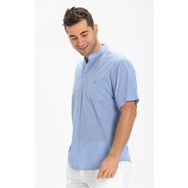 Eliş Şile Bezi Mavi 3032 Kısa Kol Şile Bezi Hakim Yaka Erkek Tshirt
