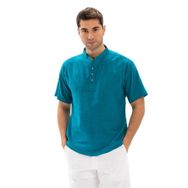 Eliş Şile Bezi Petrol 3053 Kısa Kol Şile Bezi Bodrum Erkek T-shirt