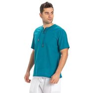 Eliş Şile Bezi Petrol 3053 Kısa Kol Şile Bezi Zımbalı Erkek Tshirt