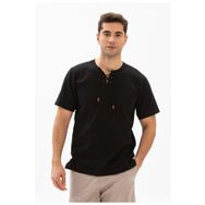Eliş Şile Bezi Siyah 3003 Büyük Beden Kısa Kol Şile Bezi Zımbalı Erkek Tshirt