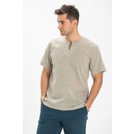 Eliş Şile Bezi Taş 3031 Büyük Beden Kısa Kol Şile Bezi Bisiklet Yaka Erkek Tshirt