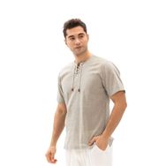 Eliş Şile Bezi Taş 3031 Büyük Beden Kısa Kol Şile Bezi Zımbalı Erkek Tshirt