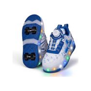 Elit EYL034 Beyaz Mavi Erkek Çocuk RGB LED Işıklı Çıkarılabilir Tekerlekli Paten Ayakkabı