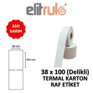 Elit Rulo 38x100 mm 350 Adet Delikli Termal Karton Raf Etiketi