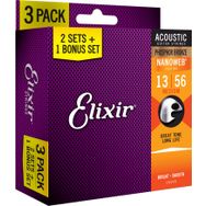 Elixir 13-56 Nanoweb 3'lü Set Akustik Gitar Teli