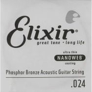 Elixir 14124 24 Nanoweb Phosphor Bronze Tek Akustik Gitar Teli