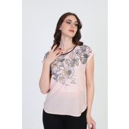 Ella 5010065 Pudra Camelia Kadın Çiçek Desenli Bluz