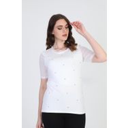 Ella Camelia 19E056 Taş Detaylı Ekru Kadın Bluz