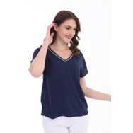 Ella Camelia 9E013 Yaka İşlemeli Lacivert Kadın Bluz