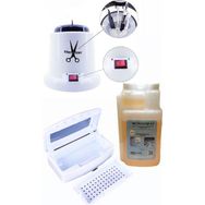 Ellea Nail Açık Kahverengi 100 W Sterilizasyon Makinesi ve Microvem Dezenfektan Sıvı 1 Lt Asansörlü Steril Kutusu Seti
