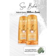 Elseve 2x360 ml Mucizevi Yağ Bakım Kremi Hindistan Cevizi ve Yeşil Masaj Şampuan Fırçası