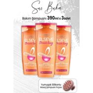 Elseve 3x390 ml Dream Long Onarıcı Bakım Şampuanı + Pembe Masaj Şampuan Fırçası