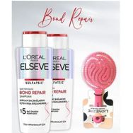 Elseve Bond Repair 2x200 ml Şampuan + Lionesse Yuvarlak Pembe Saç Fırçası