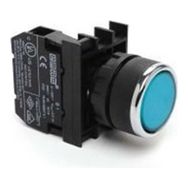 Emas B100DM B Serisi Plastik 1NO Yaylı Düz Mavi 22 mm Buton
