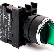 Emas B101SL32Y B Serisi Plastik 2NO II-0-I 60° Seçici Çift Dönüşlü Işıklı Yeşil 22 mm Buton