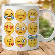 Emoji İfadeler Baskılı Seramik Kupa Bardak