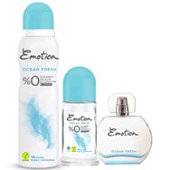 Emotion Ocean Fresh EDT 50 ml Kadın Parfüm + Ocean Fresh 150 ml Kadın Deodorant + Ocean Fresh 50 ml Kadın Roll-On