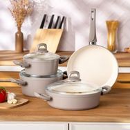 Emsan Crystal Bej 7 Parça Tencere Seti