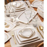 Emsan Fine Bone Başak 60 Parça 12 Kişilik Gold Kare Yemek Takımı