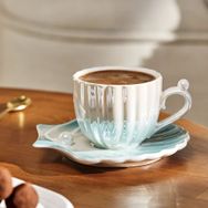 Emsan İstiridye 2 Kişilik Porselen Mavi 90 ml Kahve Fincanı Takımı